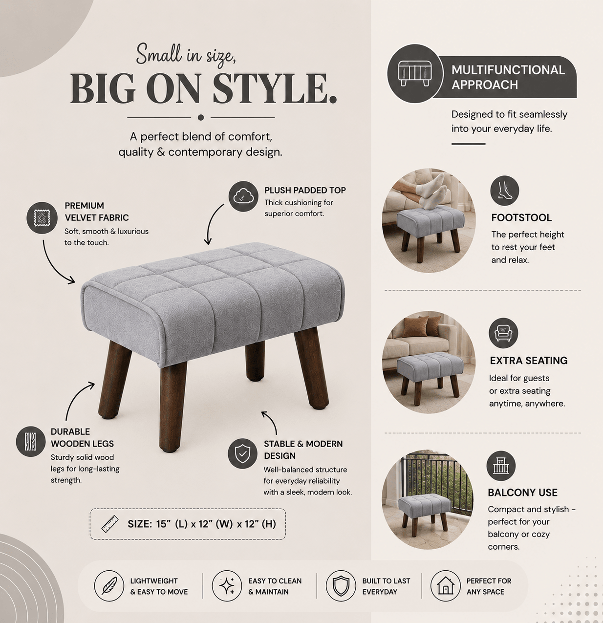 Ashford footrest ottoman - Plush Livings