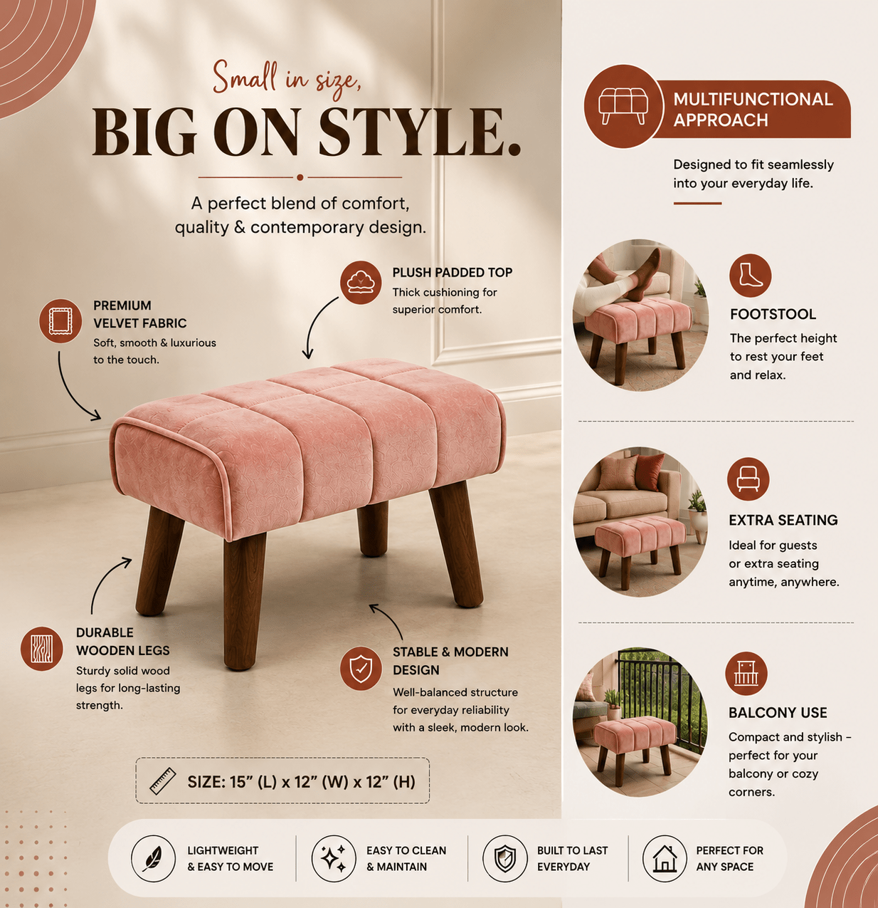 Blush Terra Ottoman - Plush Livings