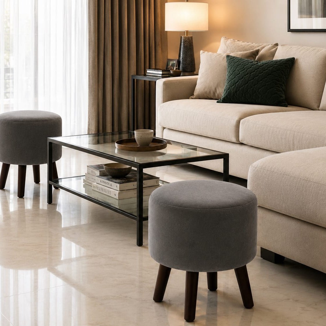 Mistwood Curve Ottoman - Plush Livings