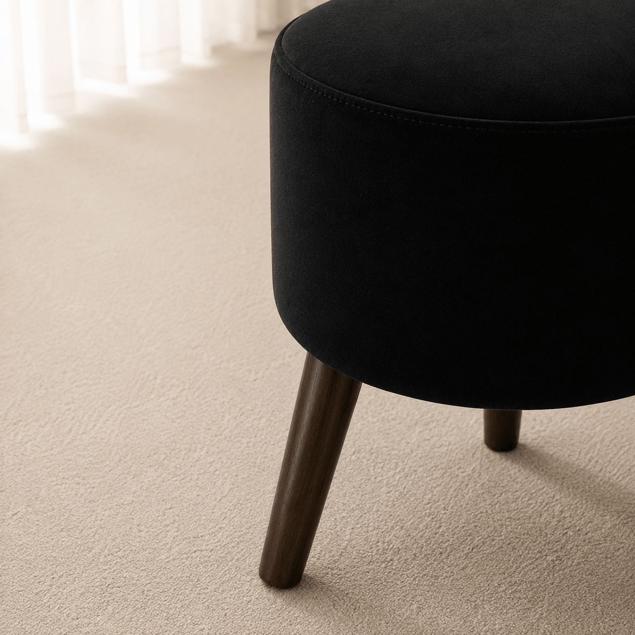 Obsidian Black Ottoman - Plush Livings