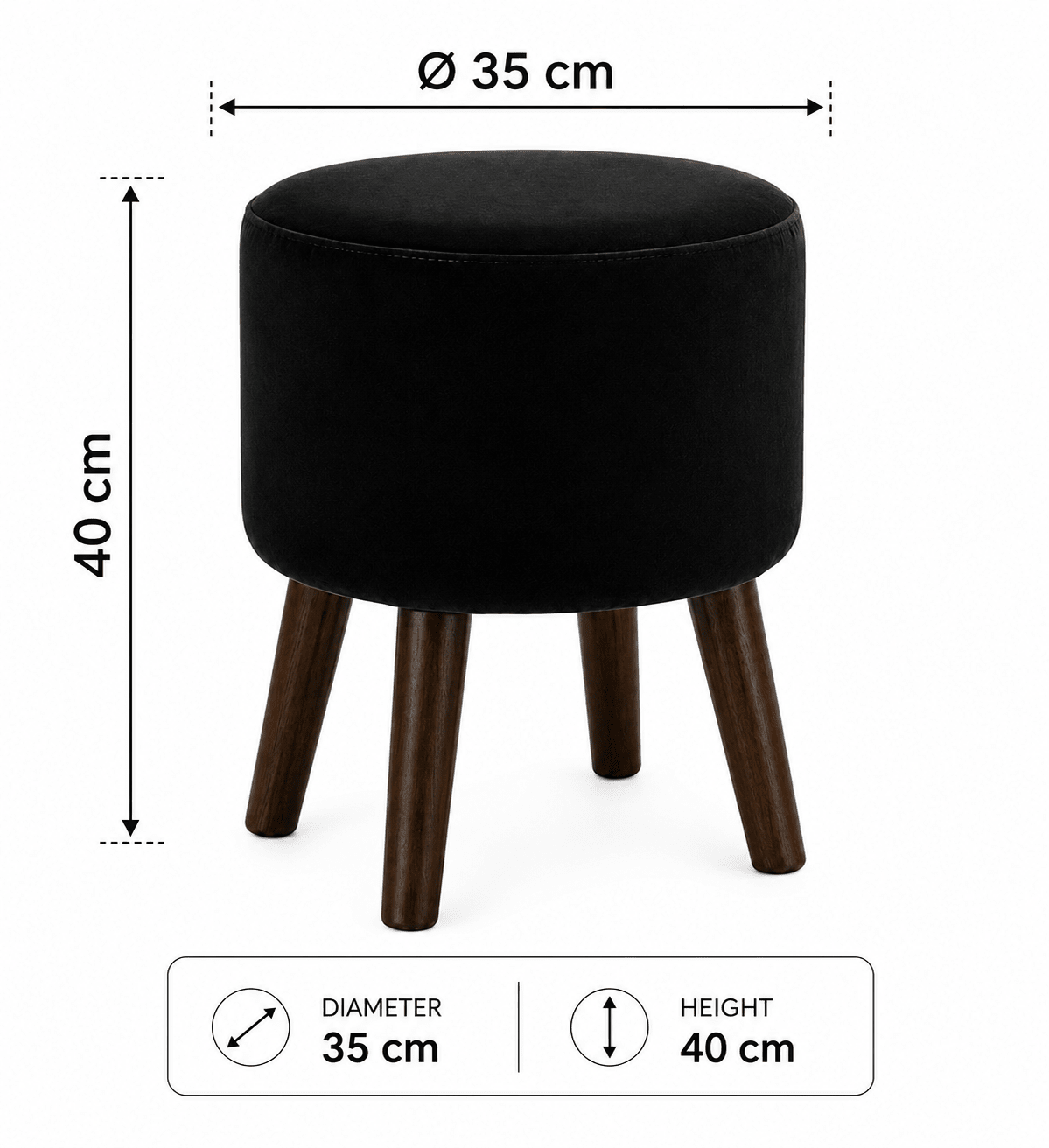Obsidian Black Ottoman - Plush Livings