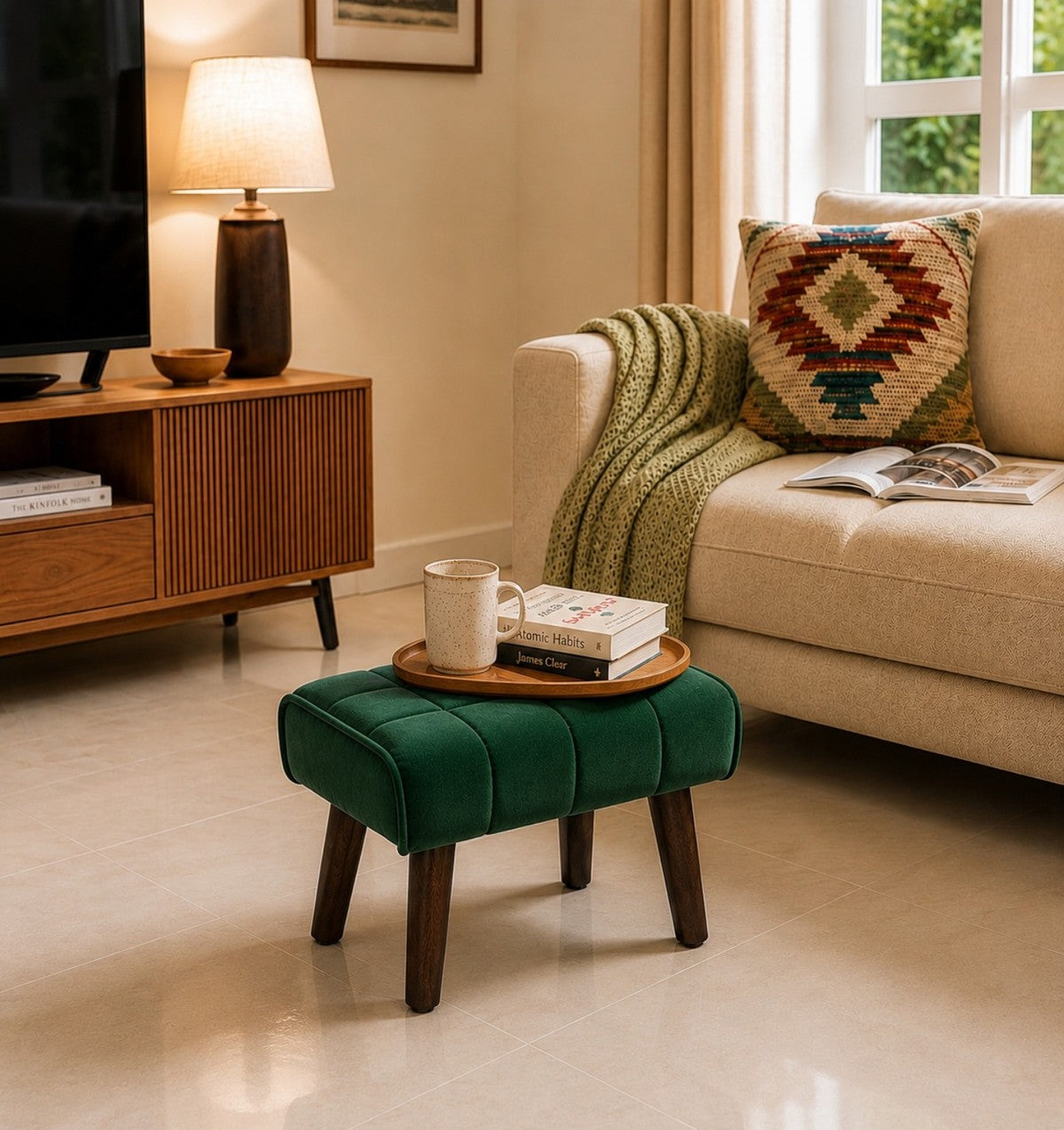 Emerald Haven Ottoman