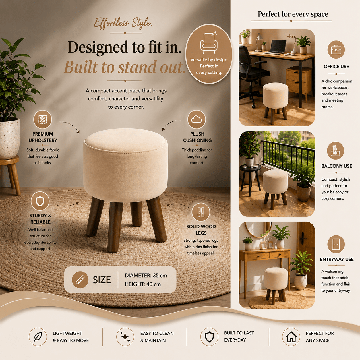 Pearl Nest Ottoman - Plush Livings