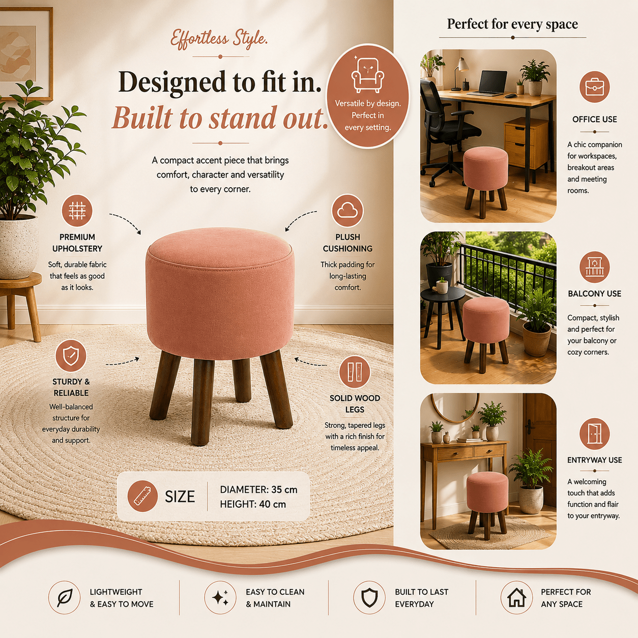Petal Loft Ottoman - Plush Livings